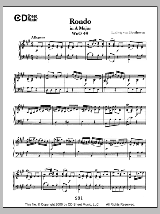 Rondo In A Major, Woo 49 (Piano Solo) von Ludwig van Beethoven