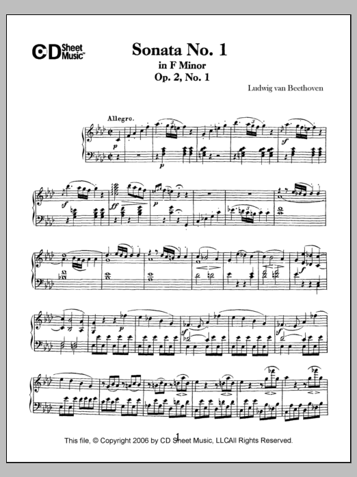 Sonata No. 1 In F Minor, Op. 2, No. 1 (Piano Solo) von Ludwig van Beethoven