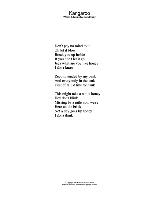 Kangaroo (Lyrics Only) von David Gray