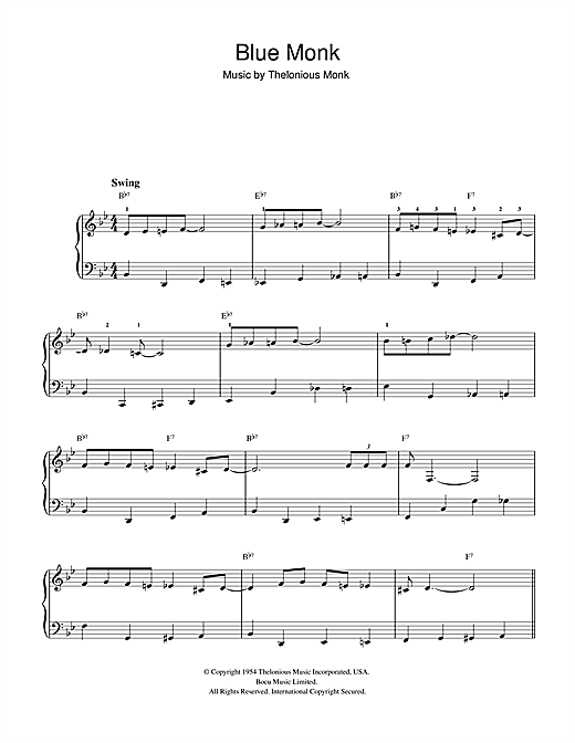 Blue Monk (Beginner Piano) von Thelonious Monk