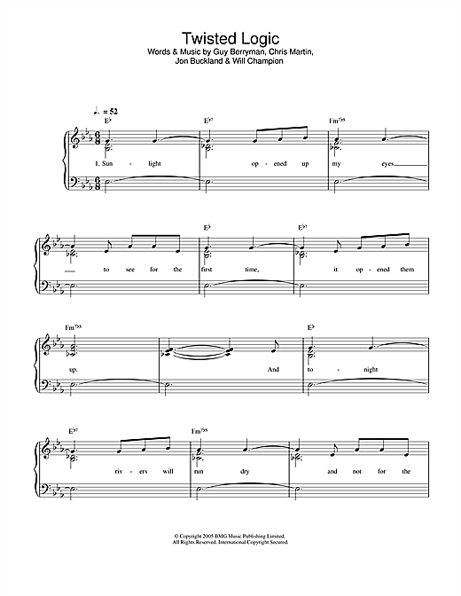 Twisted Logic (Easy Piano) von Coldplay