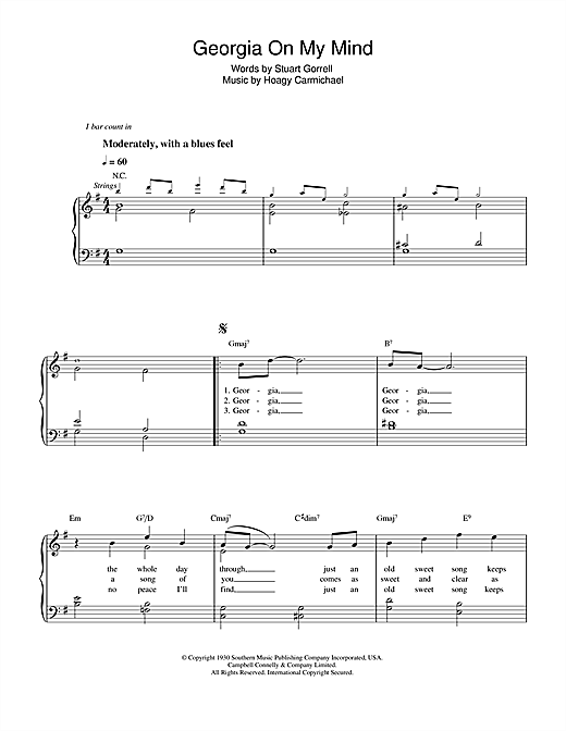 Georgia On My Mind (Easy Piano) von Ray Charles