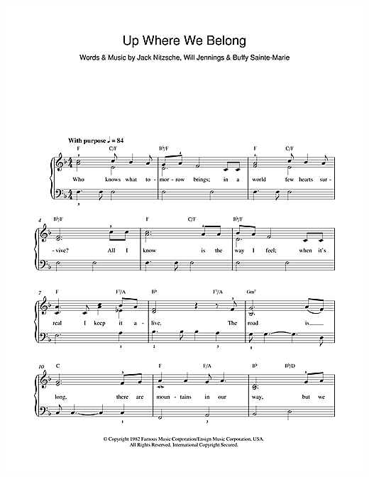 Up Where We Belong (from An Officer And A Gentleman) (Beginner Piano) von Joe Cocker and Jennifer Warnes