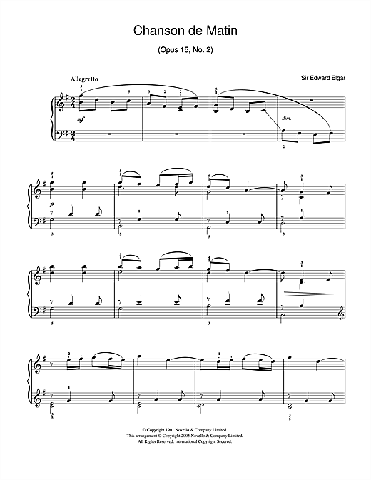 Chanson De Matin Opus 15, No. 2 (Easy Piano) von Edward Elgar