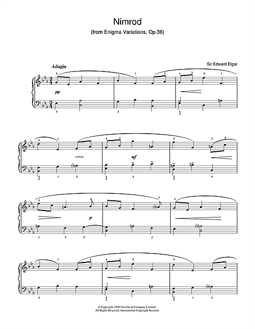 Nimrod (from Enigma Variations Op.36) (Beginner Piano) von Edward Elgar