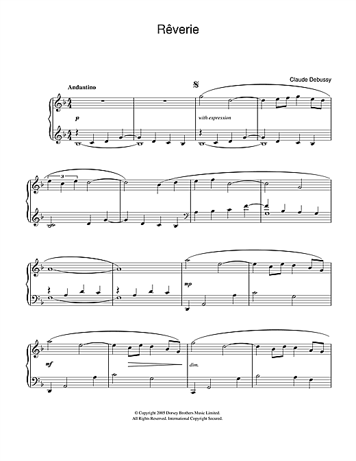 Reverie (Easy Piano) von Claude Debussy