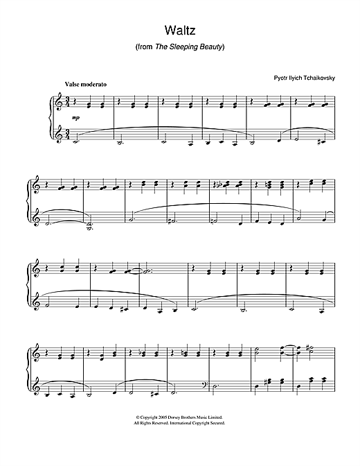 Waltz (from The Sleeping Beauty) (Beginner Piano) von Pyotr Ilyich Tchaikovsky
