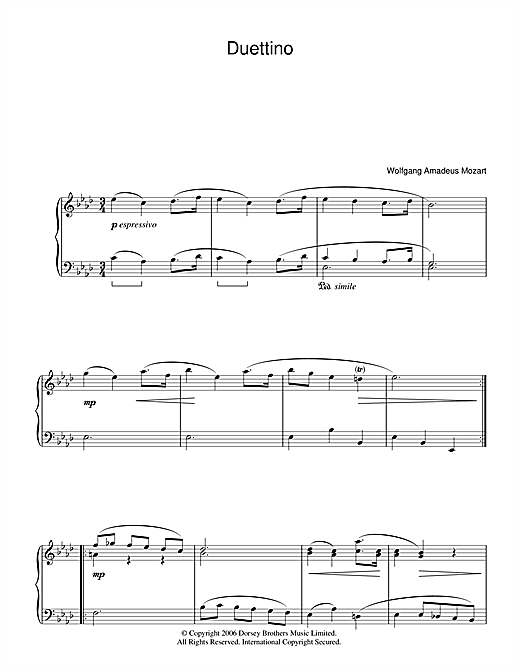Duettino (Beginner Piano) von Wolfgang Amadeus Mozart