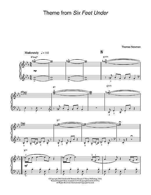 Theme from Six Feet Under (Easy Piano) von Thomas Newman