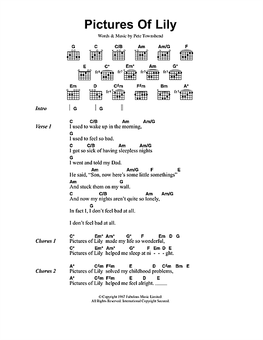 Pictures Of Lily (Guitar Chords/Lyrics) von The Who