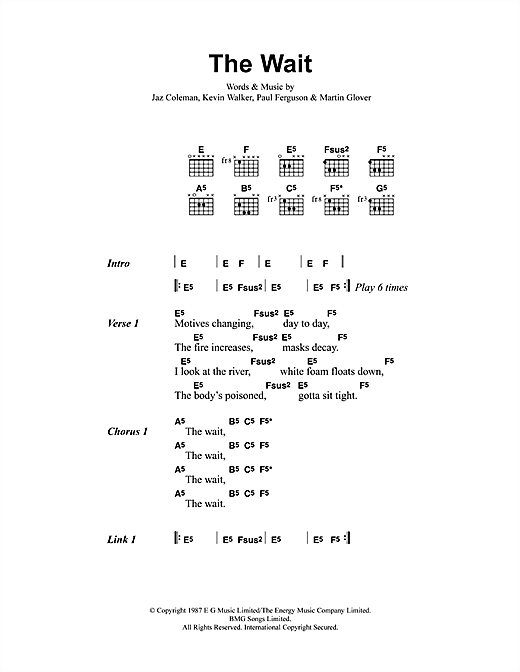 The Wait (Guitar Chords/Lyrics) von Metallica