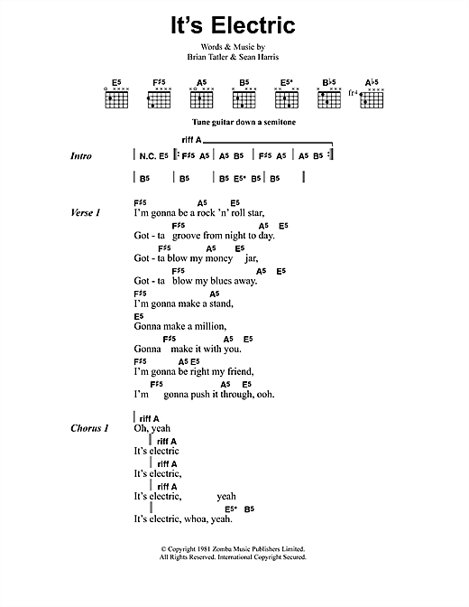 It's Electric (Guitar Chords/Lyrics) von Metallica