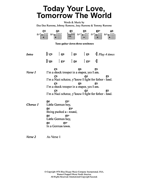 Today Your Love, Tomorrow The World (Guitar Chords/Lyrics) von Metallica