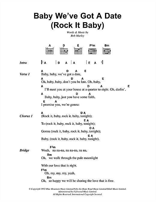 Baby We've Got A Date (Rock It Baby) (Guitar Chords/Lyrics) von Bob Marley