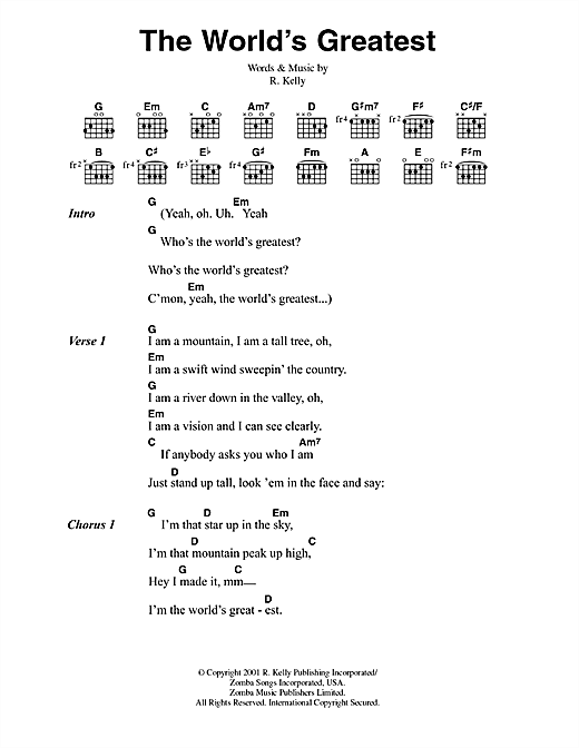 The World's Greatest (Guitar Chords/Lyrics) von R. Kelly