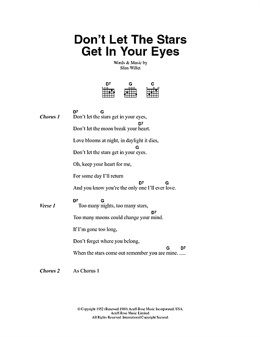 Don't Let The Stars Get In Your Eyes (Guitar Chords/Lyrics) von Skeets Mcdonald