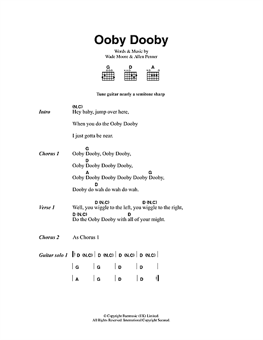 Ooby Dooby (Guitar Chords/Lyrics) von Roy Orbison