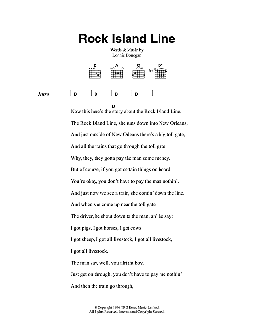 Rock Island Line (Guitar Chords/Lyrics) von Lonnie Donegan