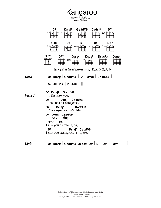 Kangaroo (Guitar Chords/Lyrics) von Big Star