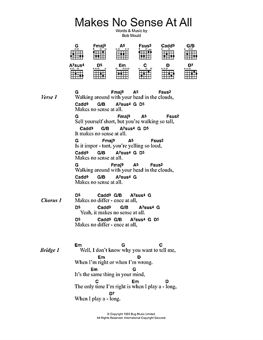 Makes No Sense At All (Guitar Chords/Lyrics) von Husker Du