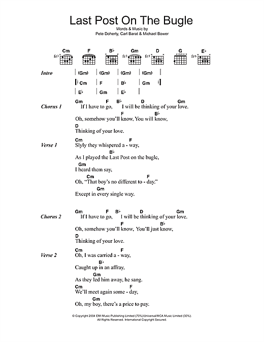 Last Post On The Bugle (Guitar Chords/Lyrics) von The Libertines