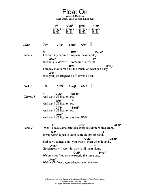 Float On (Guitar Chords/Lyrics) von Modest Mouse