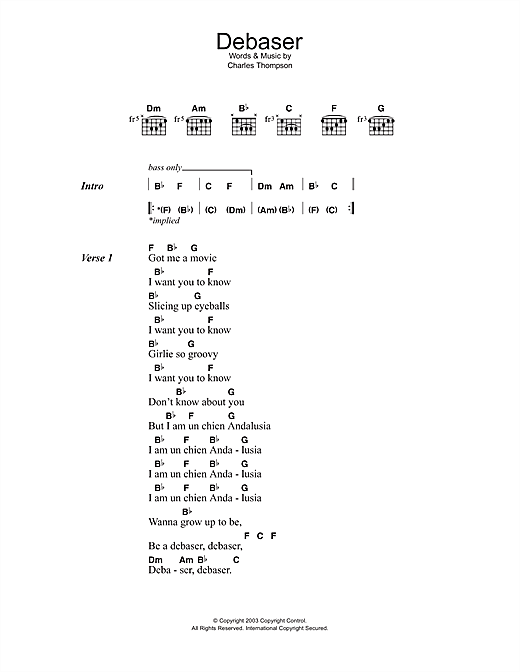 Debaser (Guitar Chords/Lyrics) von The Pixies