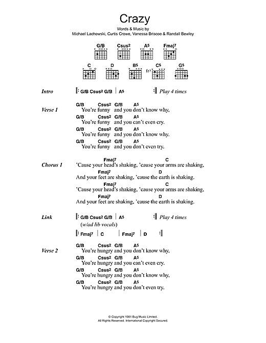 Crazy (Guitar Chords/Lyrics) von R.E.M.