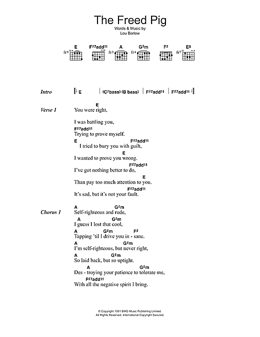 The Freed Pig (Guitar Chords/Lyrics) von Sebadoh