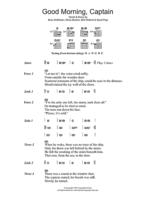 Good Morning, Captain (Guitar Chords/Lyrics) von Slint