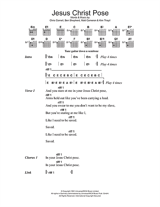 Jesus Christ Pose (Guitar Chords/Lyrics) von Soundgarden