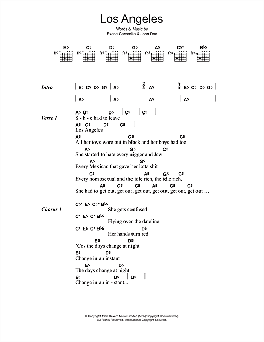 Los Angeles (Guitar Chords/Lyrics) von x