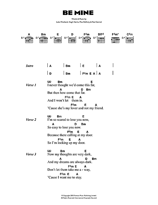 Be Mine (Guitar Chords/Lyrics) von The Kooks