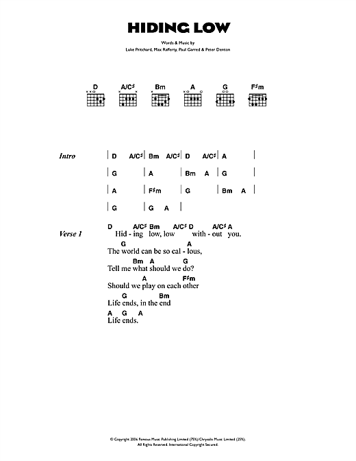 Hiding Low (Guitar Chords/Lyrics) von The Kooks