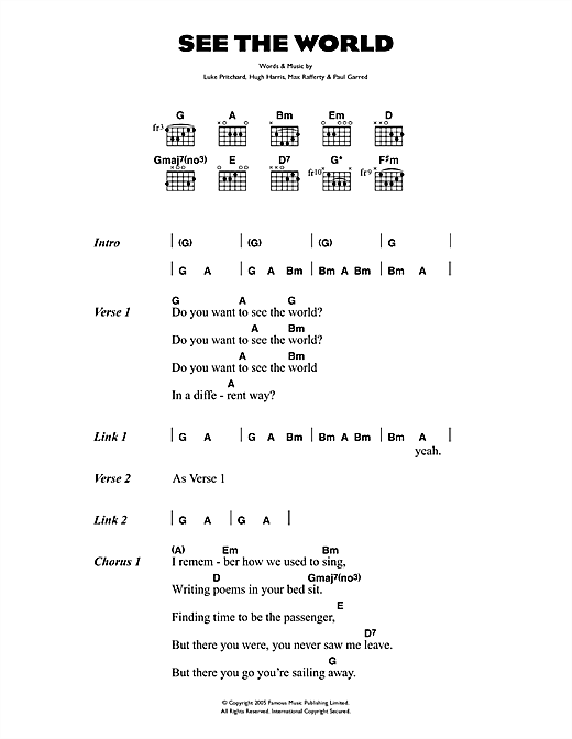 See The World (Guitar Chords/Lyrics) von The Kooks