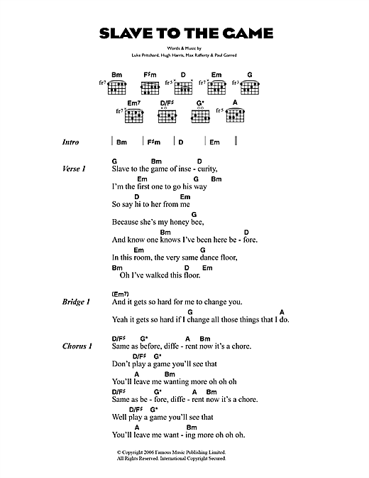 Slave To The Game (Guitar Chords/Lyrics) von The Kooks