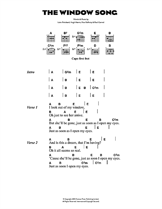 The Window Song (Guitar Chords/Lyrics) von The Kooks