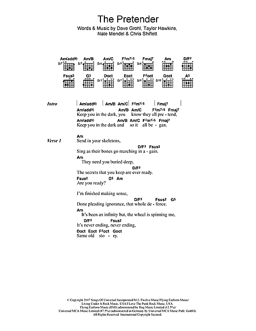 The Pretender (Guitar Chords/Lyrics) von Foo Fighters