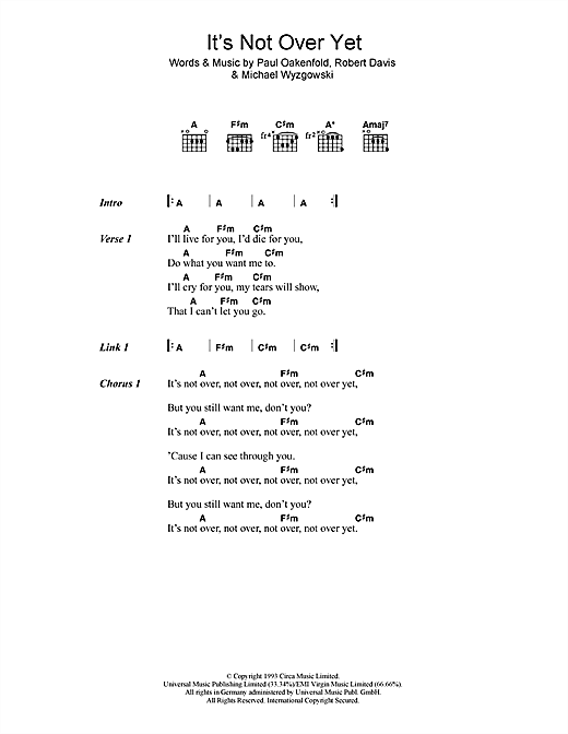 It's Not Over Yet (Guitar Chords/Lyrics) von Klaxons