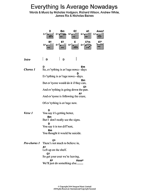 Everything Is Average Nowadays (Guitar Chords/Lyrics) von Kaiser Chiefs