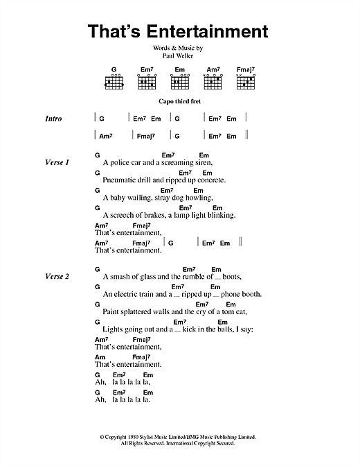 That's Entertainment (Guitar Chords/Lyrics) von The Jam