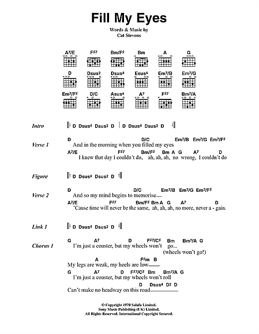 Fill My Eyes (Guitar Chords/Lyrics) von Cat Stevens