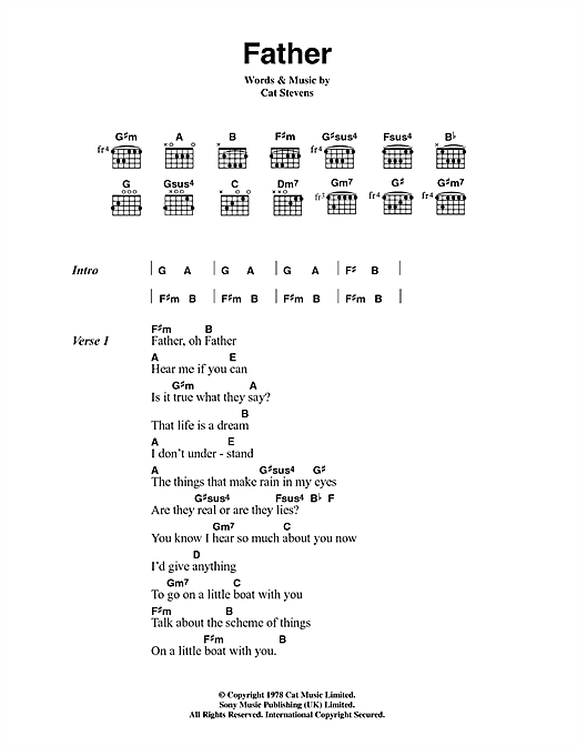 Father (Guitar Chords/Lyrics) von Cat Stevens