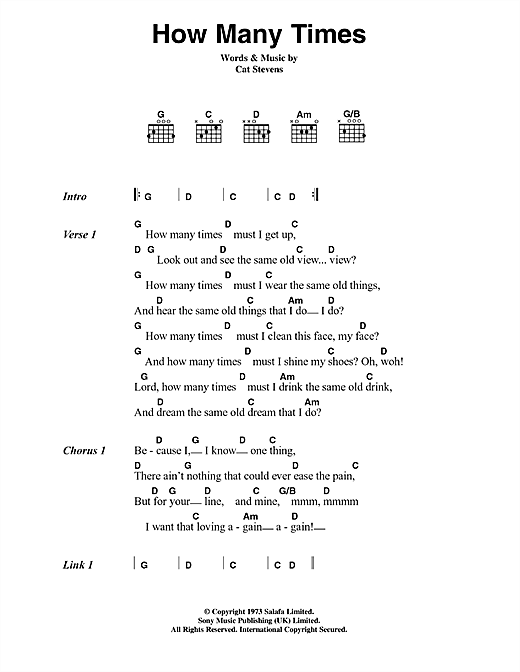 How Many Times (Guitar Chords/Lyrics) von Cat Stevens