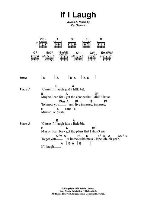 If I Laugh (Guitar Chords/Lyrics) von Cat Stevens