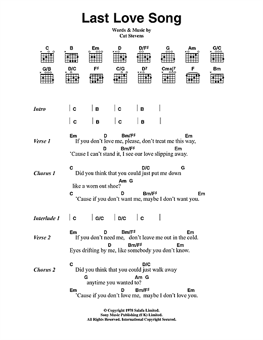 Last Love Song (Guitar Chords/Lyrics) von Cat Stevens