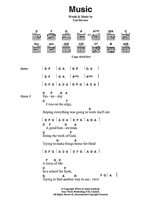 Music (Guitar Chords/Lyrics) von Cat Stevens