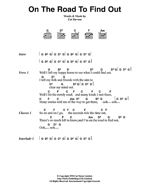 On The Road To Find Out (Guitar Chords/Lyrics) von Cat Stevens