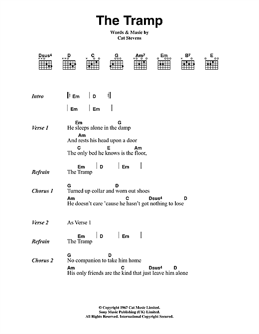 The Tramp (Guitar Chords/Lyrics) von Cat Stevens