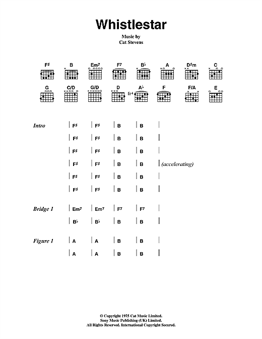 Whistlestar (Guitar Chords/Lyrics) von Cat Stevens